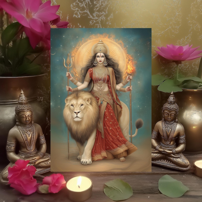 Durga — Strength & Resilience altar card
