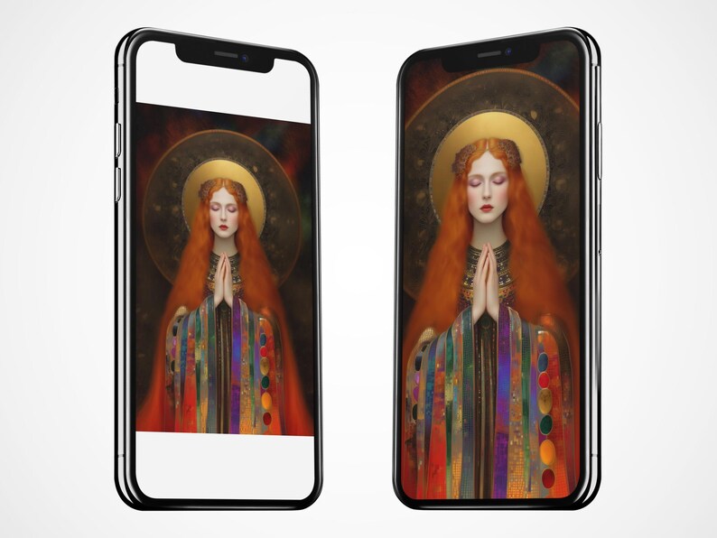 Freyja Goddess of MagicK Love and Beauty | Art Nouveau Portrait Painting | INSTANT DIGITAL DOWNLOAD | Printable Files Home Wall Decor Print Gold, copper deep red amethyst purple turquoise forest green lapis blue obsidian black rainbow accents, Art Nouveau Gustav Klimt-inspired, Mosaic Surrealism, Divine Feminine Fantasy, Spiritual Symbolism picture image printable poster canvas cards, phone wallpaper background, wiccan pagan norse magicK, ancient gods, unique gift for her, red haired woman