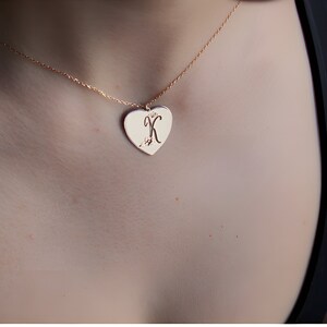 Elegantes collares de corazón de plata hechos a mano con inicial, collar de letras de corazón personalizado, joyería personalizada, regalo de Navidad