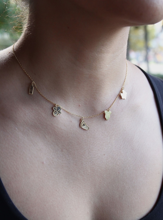 Handmade Pregnancy and Newborn Symbol Necklace, First time mom gift, New  mom gift, Unique Baby Gift, Handmade Mother Jewelry - Main Image