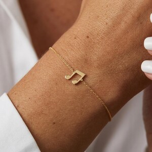 Minimalist Music Note Bracelet Gold, Dainty Note Charm Bracelet, Music Lover Jewelry, Cute Chain Bracelet, Gift for Music Lover