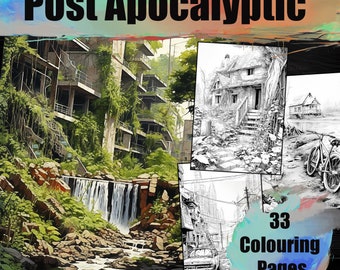 33 Post Apocalyptic Colouring Pages, Digital Printable A4 Colouring Sheets