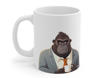 Gorilla on a Coffee Mug, Wild Animal Coffee Cup, Gorilla Coffee Mug, Stylish Coffee Cup, Coffee Lover, Gift for Him, Gift for Her