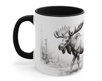 Moose Design Mug, Moose Gift, Wild Animal Mug, Animal Design Mug, Gift For Friend, Nature Gift, Animal Lover Mug