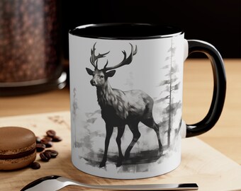 Majestic Deer Mug, Forest Mug, Wildlife Coffee, Animal Design