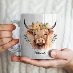 Tazza di mucca carina delle Highland personalizzata, tazza di mucca carina, regalo di mucca carina, tazza di caffè di mucca carina, mucca delle Highland carina, compleanno amante della mucca, tazza di caffè della fattoria