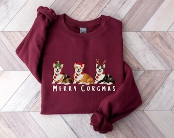 Merry Corgmas Sweatshirt, Corgi Sweatshirt, Corgi Christmas Sweatshirt, Corgi Mom Gift, Corgi Lover, Gift For Corgi Lover, Corgi Dad