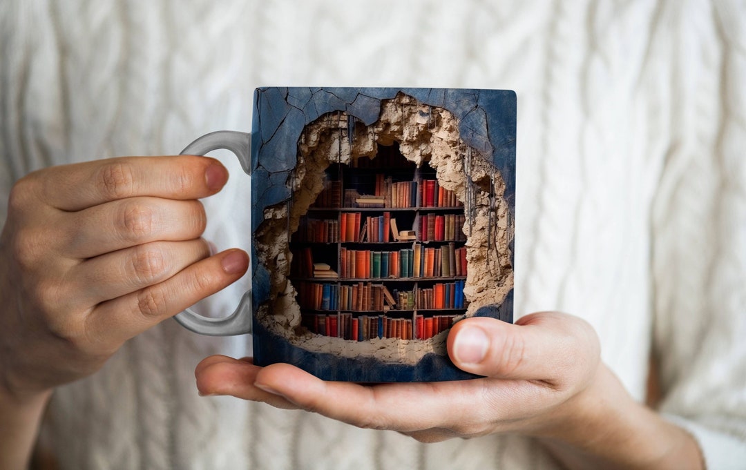 3D Effect Realistic Books Mugs, Book Lover Gift, Book Lover Mug, 3D