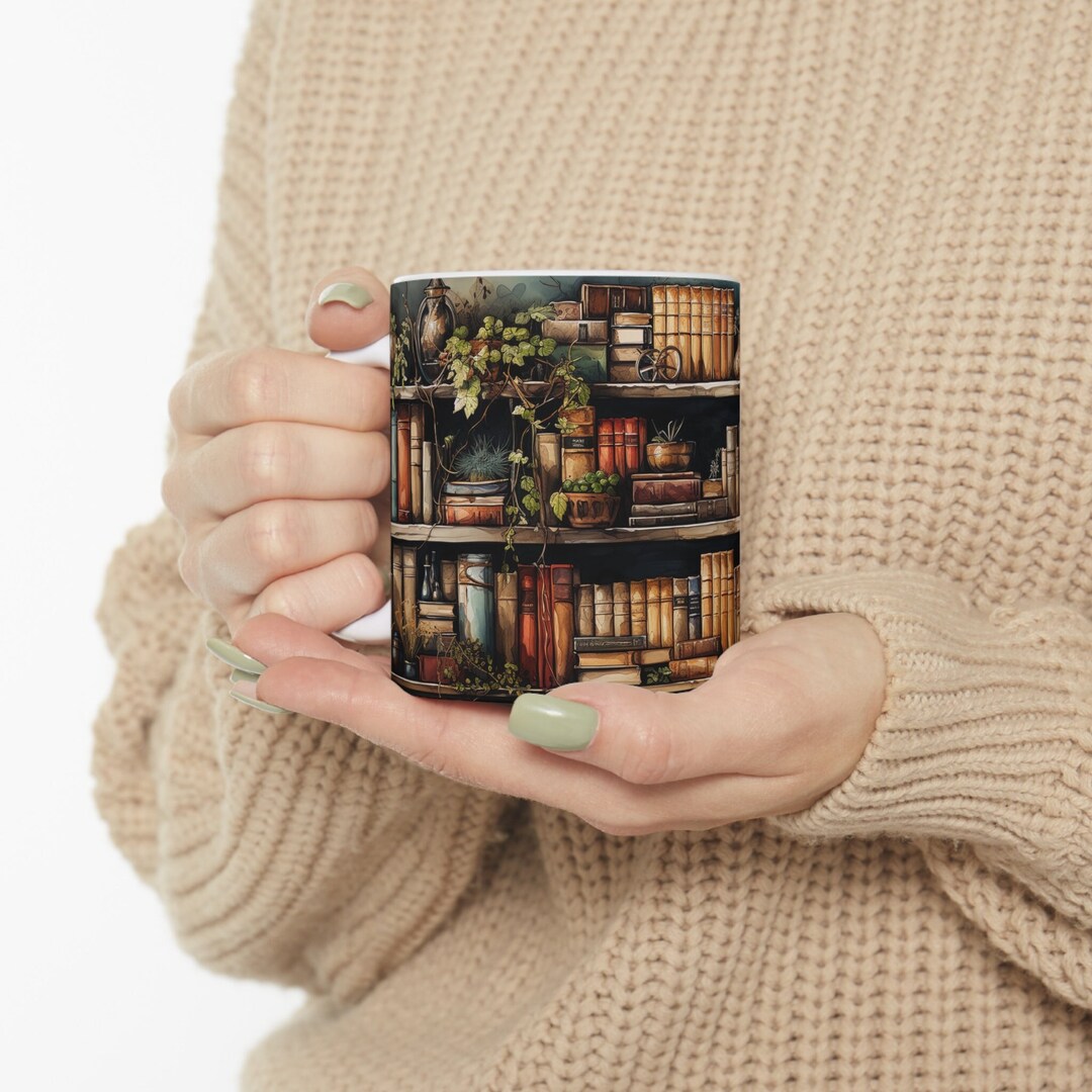 3D Effect Realistic Old Books Mug, Book Lover Gift, Book Lover Mug, 3D