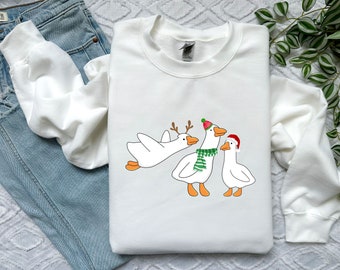 Sudadera de Navidad de ganso, sudadera de cuello redondo de ganso, camisa de ganso tonta, sudadera divertida, sudadera con capucha de ganso