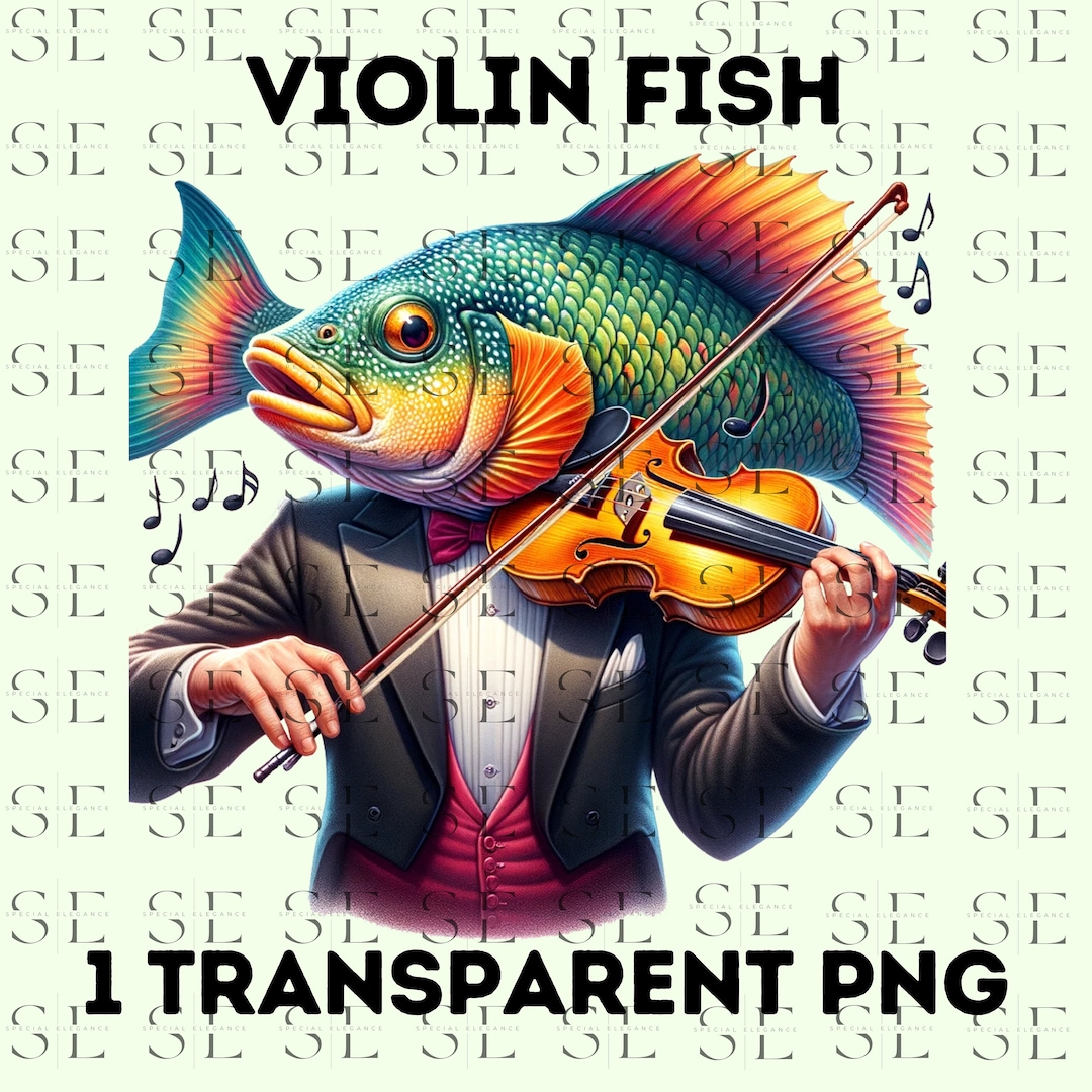 Violin Fish, Clipart, PNG Instant Download, Printable Content, Fish