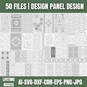 Decorative Panel Design Bundle | 50pcs Laser & CNC Cutting Files in AI, Cdr, Dxf, Jpg, Png, AI, Svg for Wood Wall Art, Lightburn Panel Files