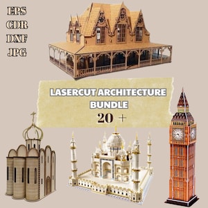 Architecture 20+ Laser Cut Bundle | CNC Design Files, Cdr, Dxf, Jpg, Eps, Engraving Designs