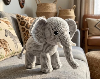 Elephant Amigurumi Crochet Pattern Cute Safari Plush PDF