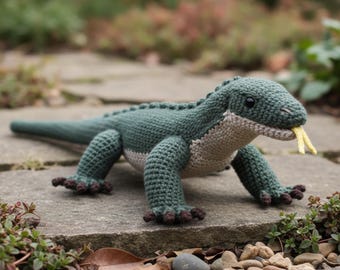 Komodo Dragon Amigurumi Crochet Pattern Reptile Toy PDF