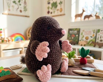 Mole Amigurumi Crochet Pattern Cute Woodland Animal Plush PDF