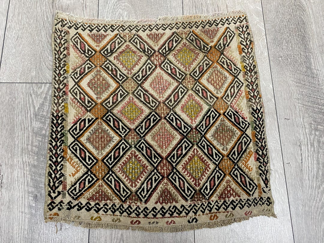 1.4 X 1.4 Ft, Turkish Mini Rug, Square Rug, Vintage Small Rug, Boho Rug ...