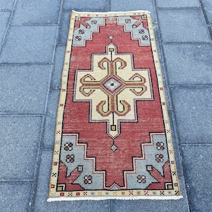 1.7 x 3.5 ft, Bohemian rug, Oriental rug, Vintage rug small, Turkish boho rug, Oushak wool rug, Handmade rug, Antique rug, Anatolian rug