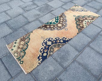 80x150 Vintage Teppich Läufer, Türkischer Teppich, Roter Teppich, Küchenteppich, Orientteppich, Dekoteppich, Oushak Teppich, Boho Wollteppich, 50x150 cm