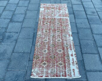 2.4x6.3 ft, Pink rug runner, Turkish rug, Kitchen rug, Oushak rug, Vintage rug, Boho rug, Handmade rug, Bohemian rug, Natural rug, Wool rug