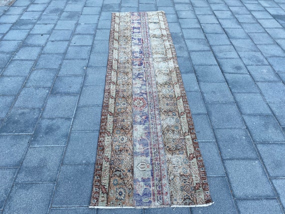 2.7 x 9.8 フィート、トルコ製ランナーラグ、パッチワークラグ、廊下用