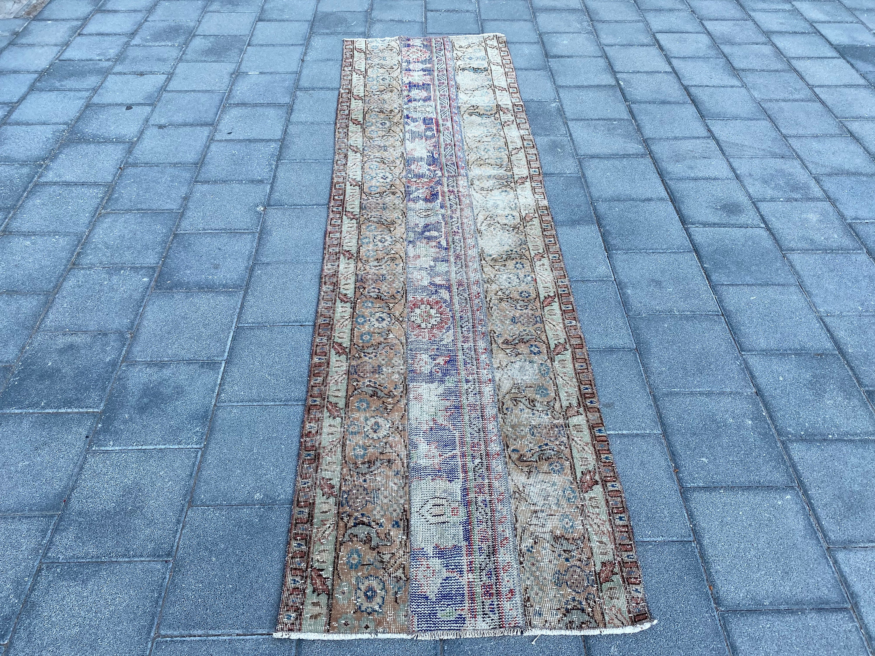 2.7 x 9.8 フィート、トルコ製ランナーラグ、パッチワークラグ、廊下用