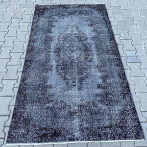 3.8x7.0 ft, Vintage rug, Turkish rug, Overdyed rug, Black area rug, Bohemian rug, Oriental rug, Bedroom rug, Oushak rug, Boho rug, Wool rug