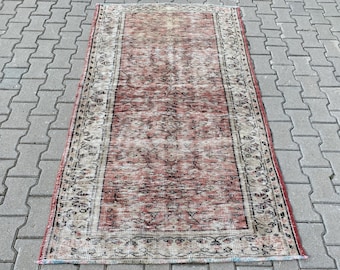 3.8 x 6.5 ft, Bohemian rug, Turkish rug, Oushak rug, Floral rug, Red rug, Handmade rug, Organic rug, Wool rug, Kitchen rug, Runner rug