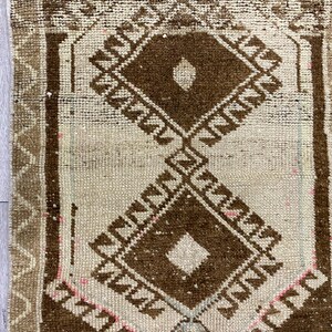 Brown wool rug, Organic rug, Doormat rug, Kitchen rug, Faded rug, Turkish rug, Vintage rug, Bohemian rug, Handmade rug, Bath rug, 1.7x3.2 ft image 8