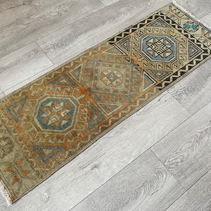 1.3x4.0 ft, Small runner rug, Oriental rug, Vintage rug, Oushak rug, Turkish rug, Kitchen rug, Boho rug, Turkey rug, Handmade rug, Decor rug