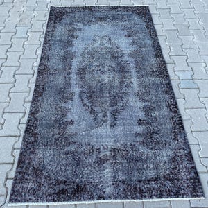 3.8x7.0 ft, Overdyed rug, Pale rug, Oushak rug, Turkish rug, Black rug, Vintage rug, Area rug, Bohemian rug, Bedroom rug, Handmade wool rug
