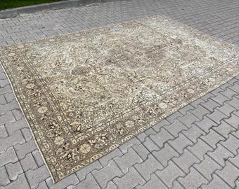 8x11 Vintage rug, 8x11 Turkish rug, 8x11 Oversize rug, Large rug, Saloon rug, Square rug, Handmade rug, Boho wool rug, Decor rug 7.8x11.6 ft