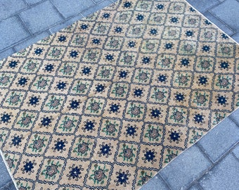 4.2 x 5.9 ft, Bohemian rug, Vintage area rug, Colorful rug, Handmade wool rug, Turkish rug, Oushak rug, Antique rug, Boho rug, Ethnic rug