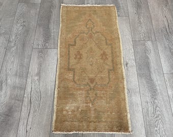 1.6x3.2 ft, Brown small rug, Boho rug, Doormat rug, Oushak rug, Neutral rug, Faded rug, Pastel rug, Muted rug, Boho rug, Turkish vintage rug