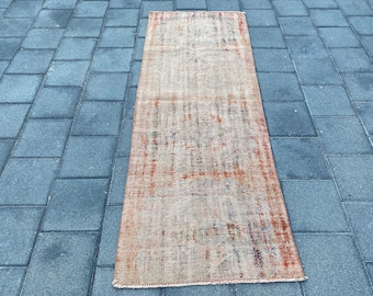 2.7x7.4 ft, Orange runner rug, Turkish rug, Vintage rug, Oriental rug, Oushak rug, Handmade wool rug, Anatolian rug, Kitchen rug, Boho rug