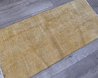 2x3 Yellow rug, Vintage rug, Turkish rug, Small rug, Accent rug, Oushak rug, Rustic rug, Turkey rug, Bohemian rug, Handmade rug 1.5x3.3 ft