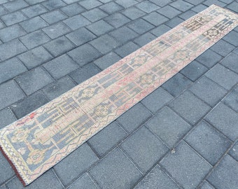 1.8x10.9 ft, Faded rug, Patchwork runner rug, Pink rug, Vintage rug, Turkish rug, Hallway rug, Oriental rug, Bohemian rug, Kitchen rug