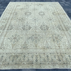 9x12 Muted rug, 9x12 Brown rug, 9x12 Neutral rug, 9x12 Pastel rug, 9x12 Large rug, 9x12 Turkish rug, 9x12 Vintage rug, Wool rug, 9.0x12.2 ft