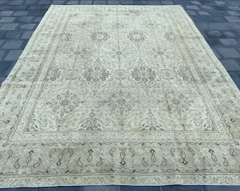9x12 Muted rug, 9x12 Brown rug, 9x12 Neutral rug, 9x12 Pastel rug, 9x12 Large rug, 9x12 Turkish rug, 9x12 Vintage rug, Wool rug, 9.0x12.2 ft