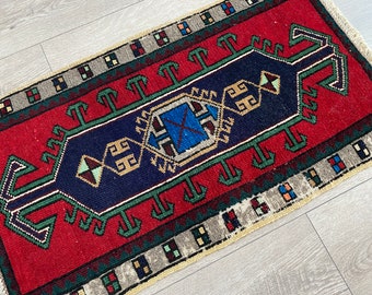 1.5 x 2.8 ft, Colorful rug, Oushak small rug, Handmade rug, Doormat rug, Kitchen rug, Oriental rug, Vintage rug, Turkish rug, Bohemian rug