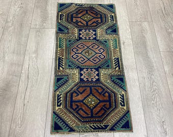 1.5x3.2 ft, Turkish small rug, Vintage rug, Unique rug, Oriental rug, Bohemian rug, Boho rug, Doormat rug, Bath rug, Bohemian rug, Boho rug