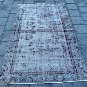 4.4 x 6.9 ft, Gray rug, Turkish area rug, Vintage rug, Overdyed rug, Distressed rug, Soft rug, Bohemian wool rug, Handmade rug, Boho rug