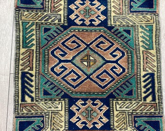 1.5x3.2 ft, Boho rug, Turkish rug, Vintage rug, Neutral rug, Faded rug, Pastel rug, Oriental rug, Small rug, Bohemian rug, Handmade wool rug