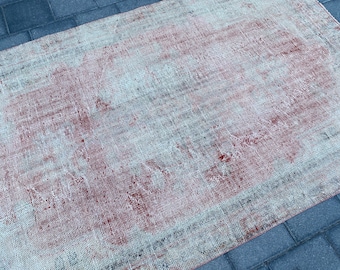 Vintage rug, Turkish large rug, Faded red rug, Boho rug, Rustic rug, Decor rug, Handmade wool rug, Bohemian rug, Living room rug, 5.2x8.5 ft