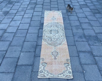 2.0 x 7.8 ft, Turkish rug, Vintage rug, Bohemian rug, Runner rug, Wool rug, Handmade rug, Oushak rug, Home decor, Oriental rug, Boho rug