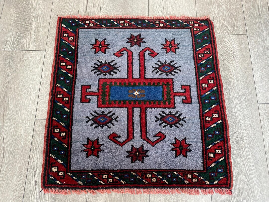 2x2 Square Rug, 2x2 Small Rug, 2x2 Blue Rug, 2x2 Unique Rug, 2x4 ...