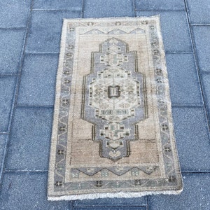 Handgeknüpfter Boho Teppich, Kleiner Teppich, Kleiner Teppich, Brauner Teppich, Antiker Teppich, Türkischer Teppich, Oushak Teppich, Vintage Teppich, Wollteppich