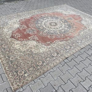 8x12 Oversize rug, 8x12 Neutral rug, 8x12 Large rug, 8x12 Turkish rug, 8x12 Vintage rug, 8x12 Oushak rug, Rug for living room, 8.2 x 12.1 ft