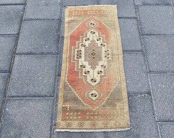 1.3 x 3.0 ft, Oriental rug, Handmade rug, Turkish rug, Small rug, Boho rug, Doormat rug, Kitchen rug, Vintage rug, Bohemian rug, Oushak rug