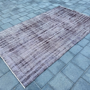 5x9 Black rug, Vintage rug, Turkish rug, Area rug, Overdyed rug, Oriental rug, Handmade rug, Boho rug, Oushak rug, Wool rug, 5.3 x 9.0 ft